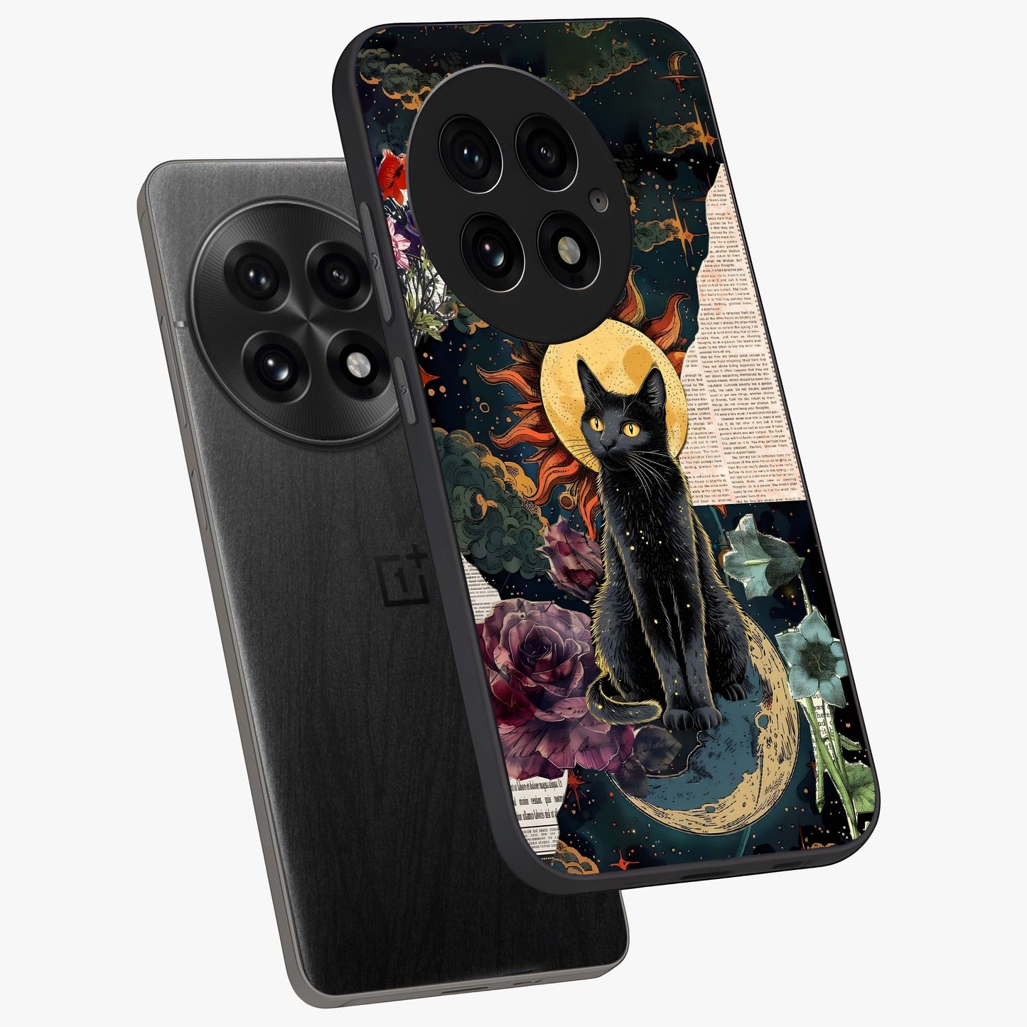 Celestial Black Cat  Glass Case for OnePlus 13 |1+13