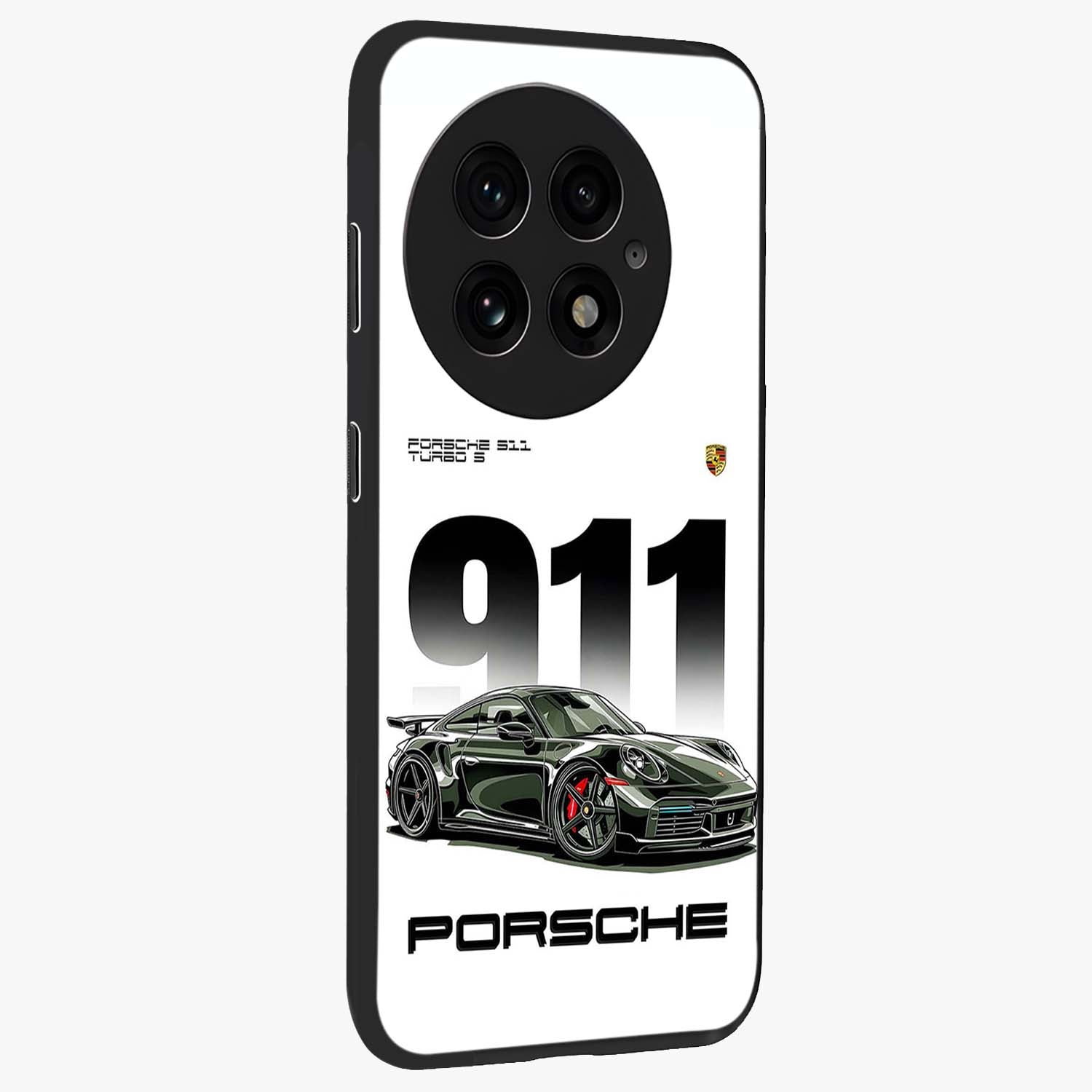 911 Turbo Dominance Glass Case for 1+13 stylish side perspective highlighting sleek edges and high detail sports car illustration