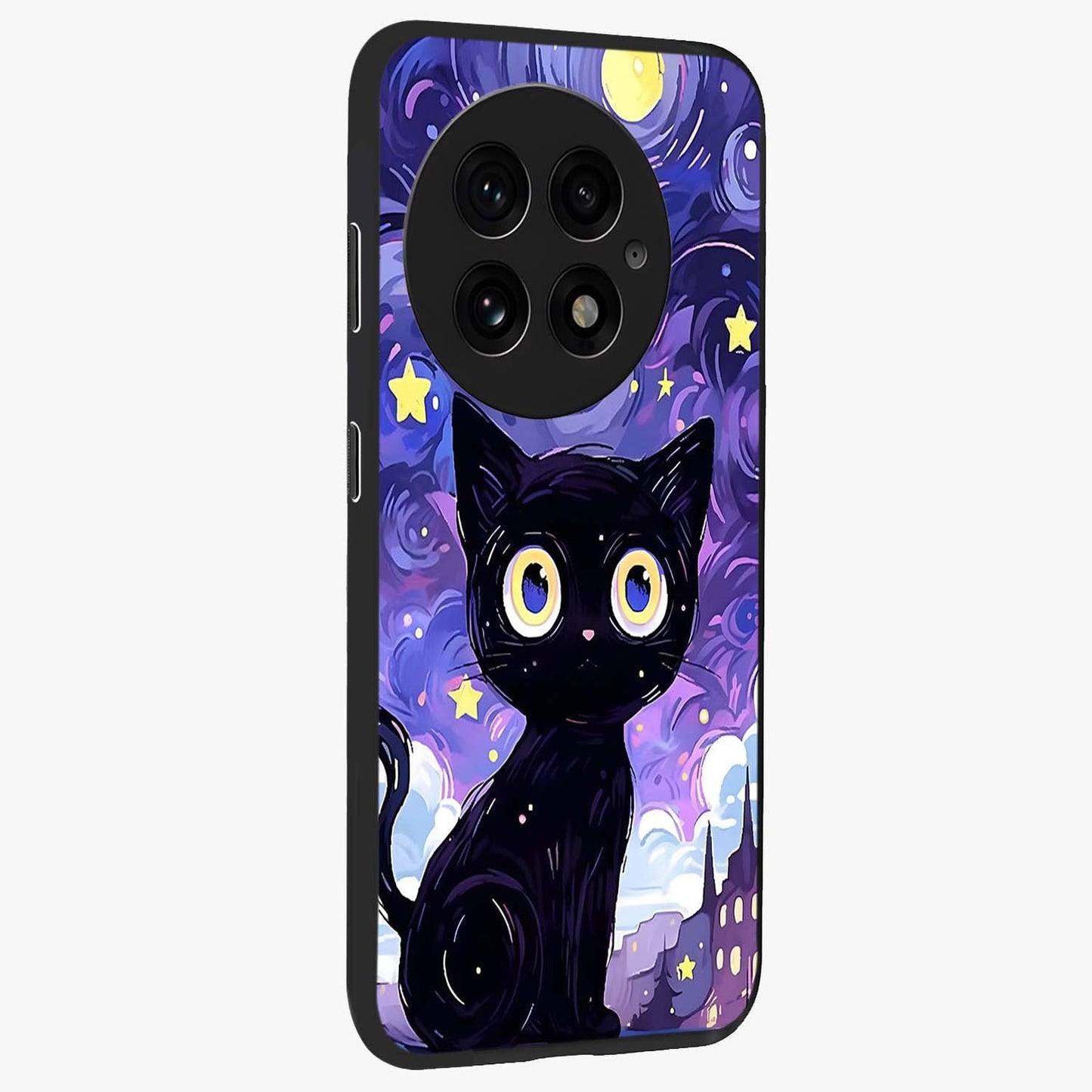 Abstract Cat Art Glass Case for 1+13 stylish side perspective highlighting bold abstract artwork details