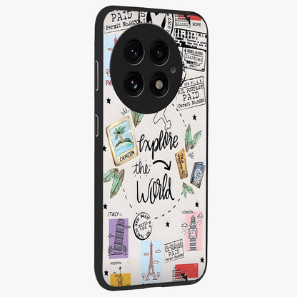 Adventure Awaits Art Glass Case for 1+13 side perspective highlighting motivational travel graphic details