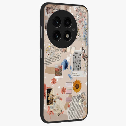Aesthetic Butterfly Glass Case for 1+13 side perspective highlighting premium edges and butterfly illustration