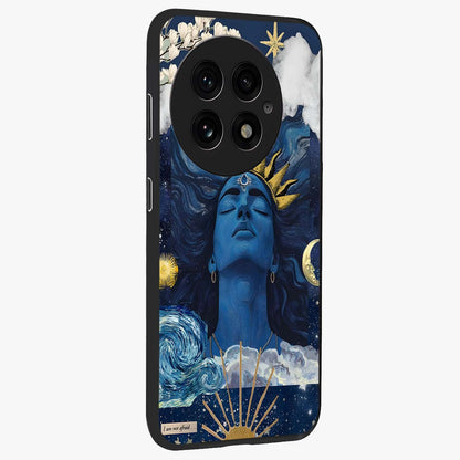 Aesthetic Lord Shiva Glass Case for 1+13 side perspective highlighting vibrant devotional illustration details