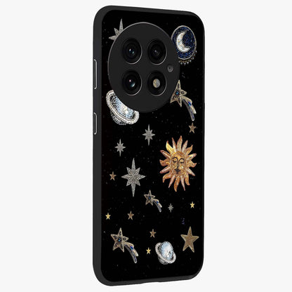 Beaded Cosmic Dreams Glass Case for 1+13 side perspective highlighting intricate beaded cosmic textures