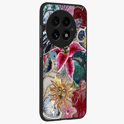 Beaded Garden Fantasy Glass Case for 1+13 side perspective highlighting intricate bead patterns and vibrant colors
