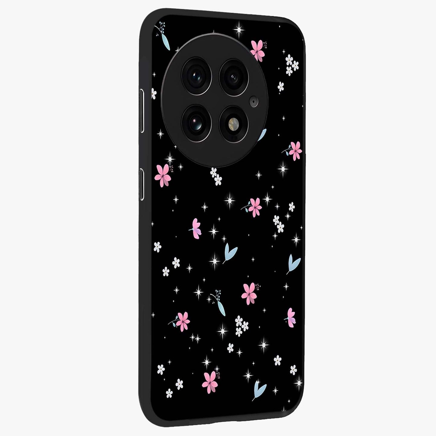 Black Aesthetic Wallpapers Glass Case for 1+13 side perspective highlighting sleek edges and premium dark design