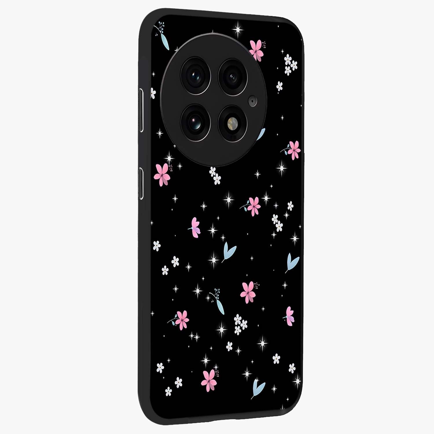 Black Aesthetic Wallpapers Glass Case for 1+13 side perspective highlighting sleek edges and premium dark design