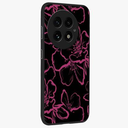 Black Violet Sketch Garden Glass Case for 1+13 side perspective highlighting elegant sketch detailing and premium finish