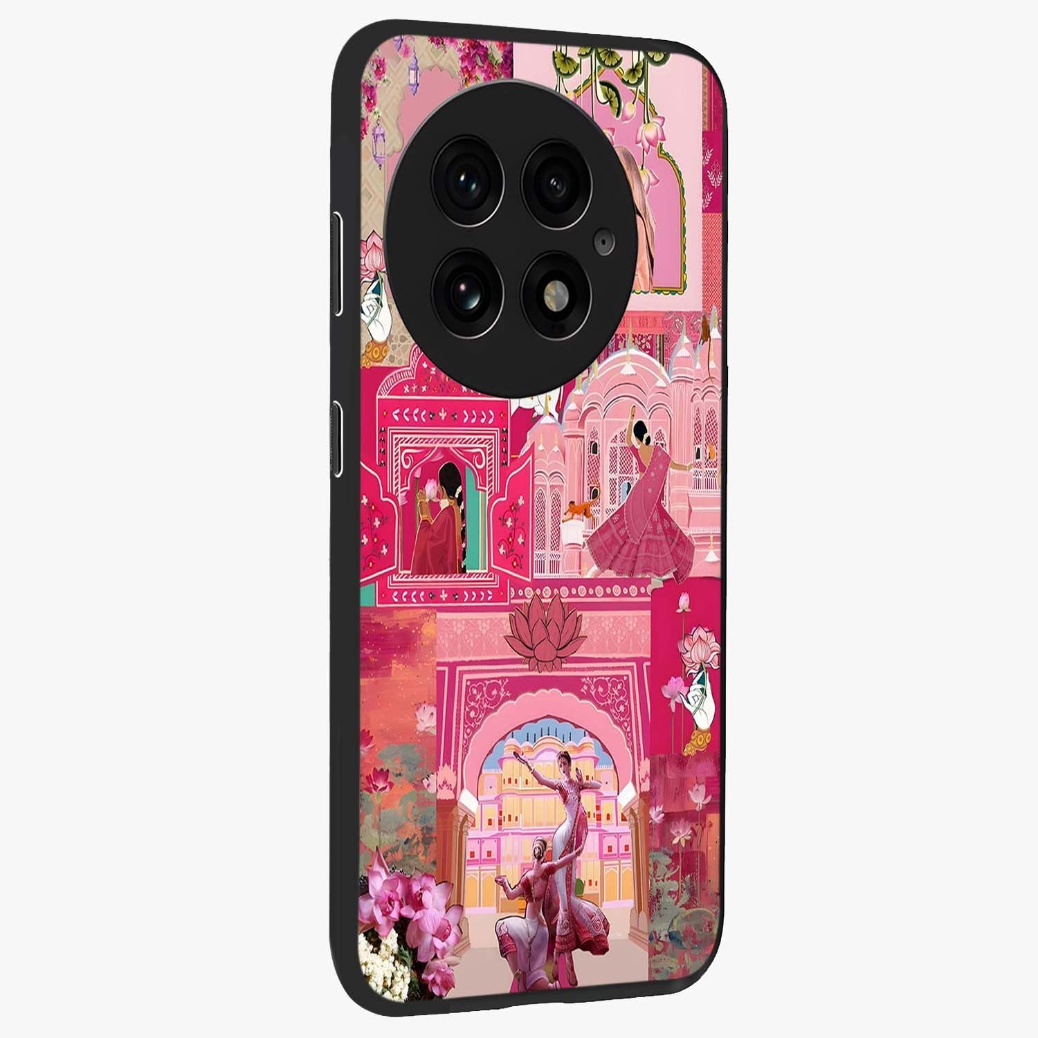 Blossoms of Rajasthan Glass Case for 1+13 side perspective highlighting intricate heritage detailing and bold colors
