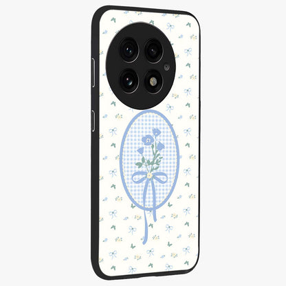 Blue Ribbon Bloom Glass Case for 1+13 side perspective highlighting graceful floral design and premium edges