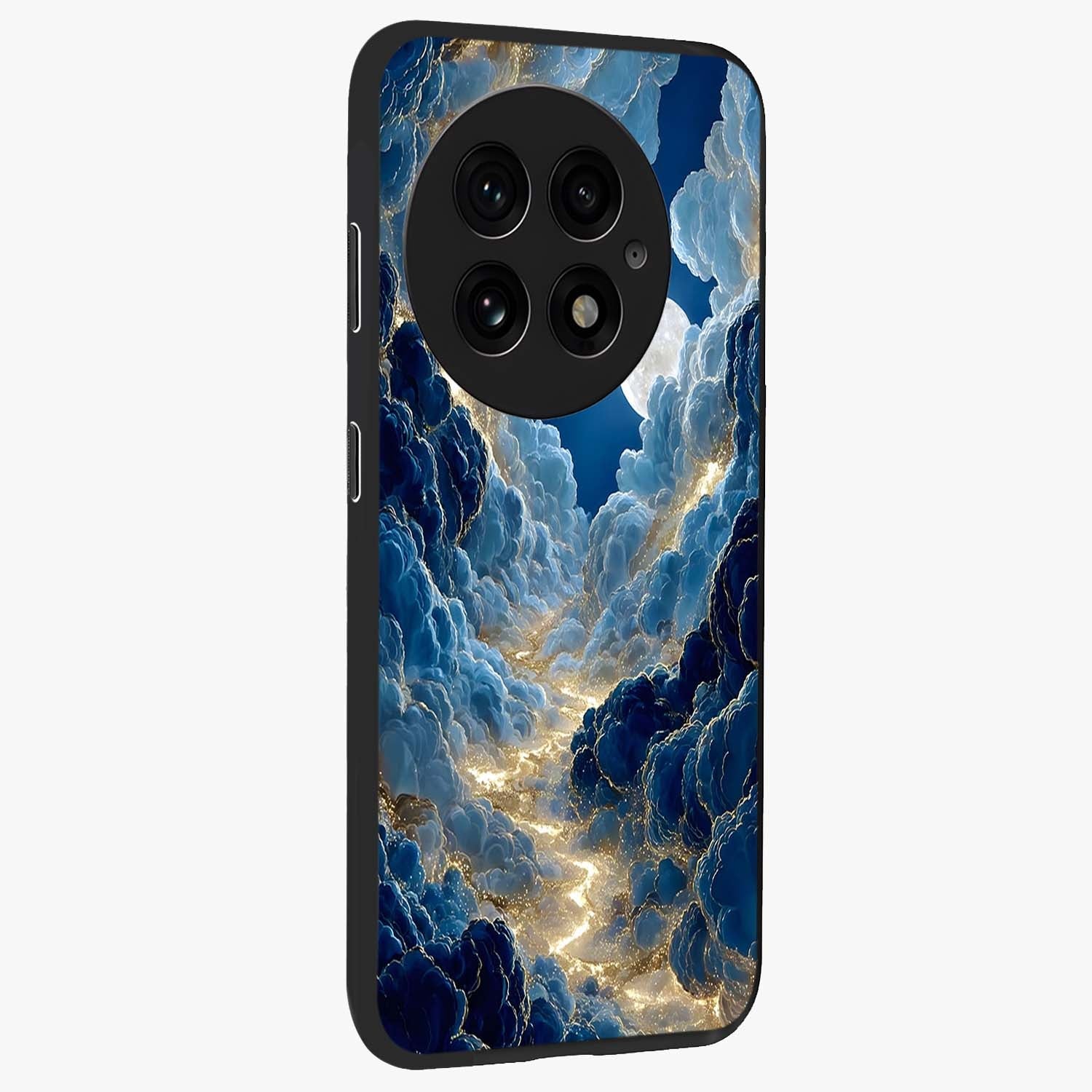 Celestial Cloud Path Glass Case for 1+13 side perspective highlighting airy cloud details and premium build