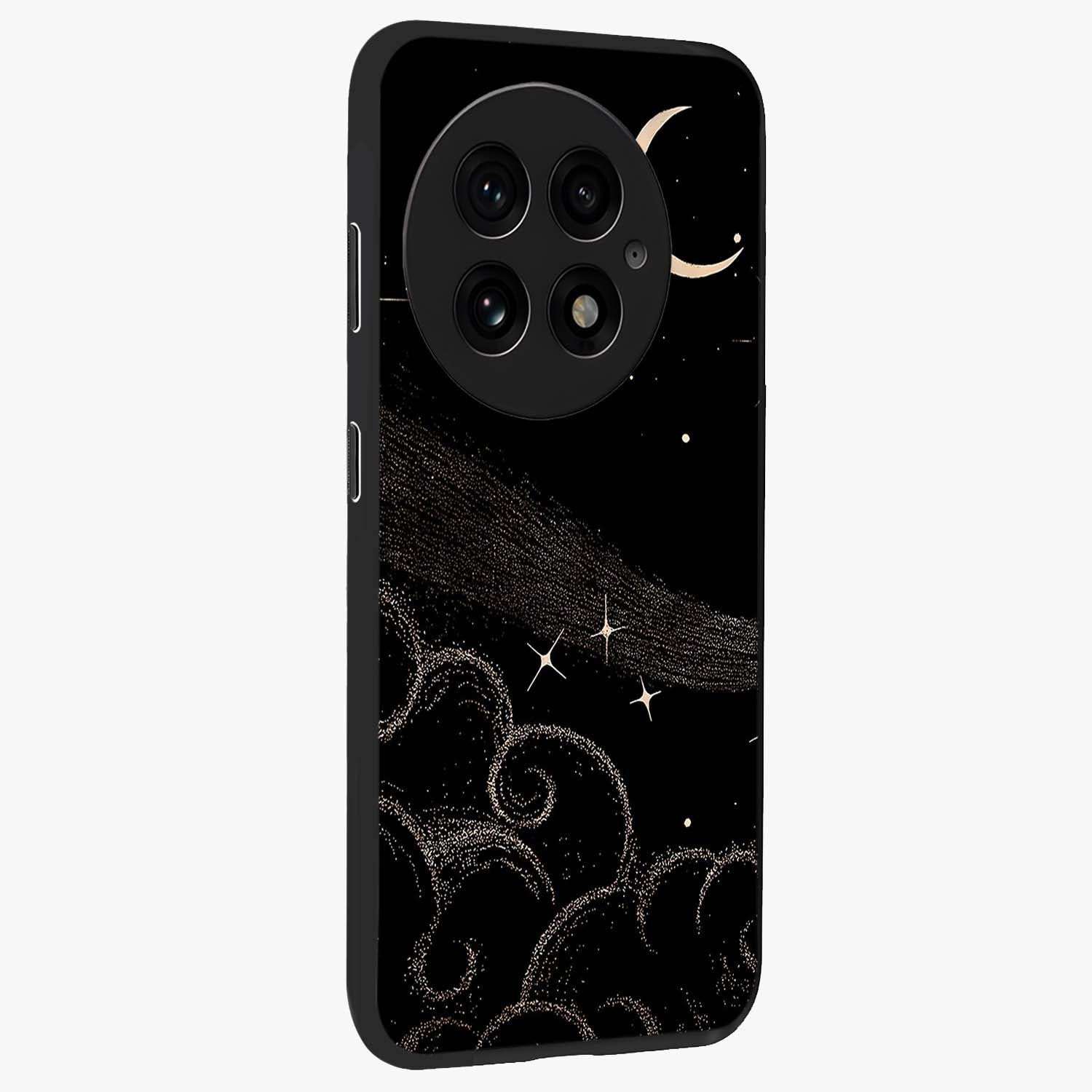 Celestial Midnight Veil Glass Case for 1+13 side perspective highlighting rich night tones and sleek premium edges