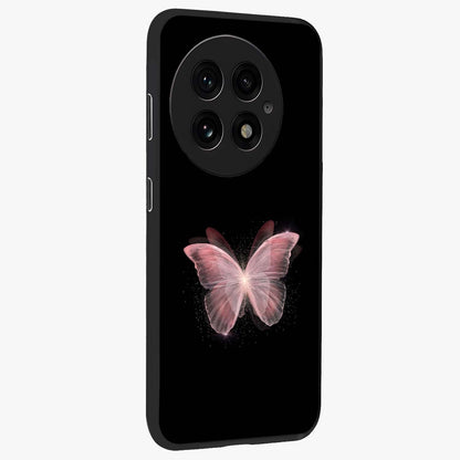 Celestial Wings Butterfly Glass Case for 1+13 side perspective highlighting intricate butterfly textures and smooth edges