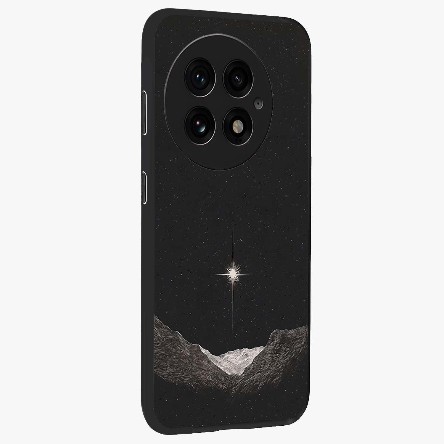 Cosmic Dream Night Glass Case for 1+13 side perspective highlighting vibrant star detailing and premium build