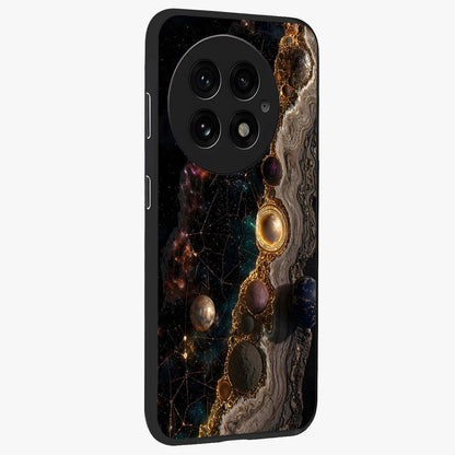 Cosmic Gold Path Glass Case for 1+13 side perspective highlighting premium metallic detailing and sleek edges