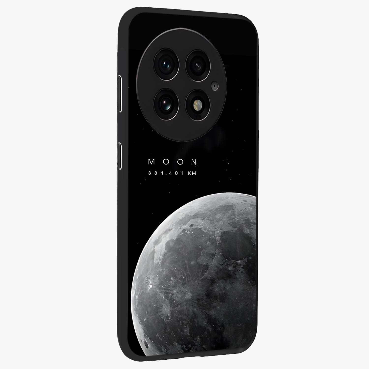 Cosmic Moon Glow Glass Case for 1+13 side perspective highlighting radiant moon detailing and smooth premium finish