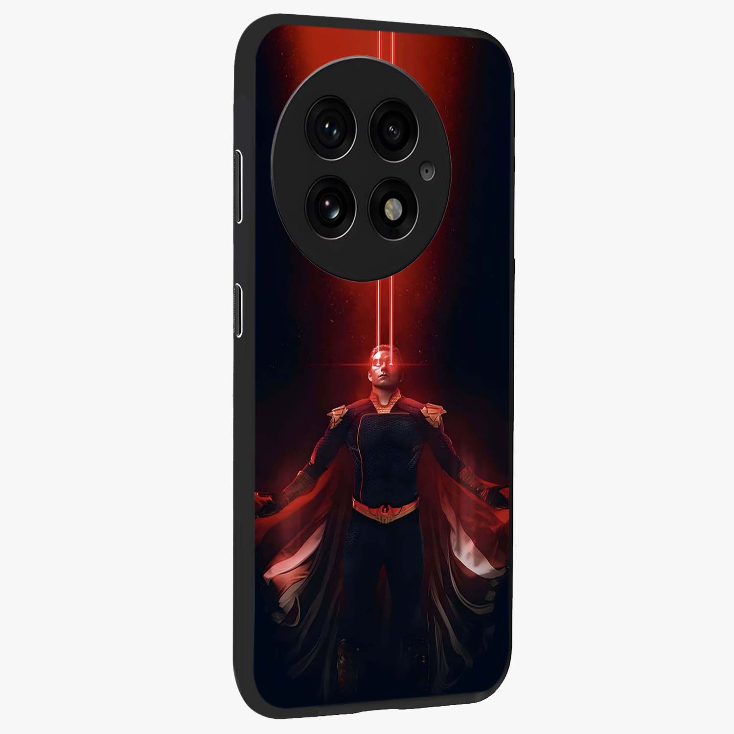 Crimson Vision Ascension Glass Case for 1+13 side perspective highlighting intense color depth and sleek build