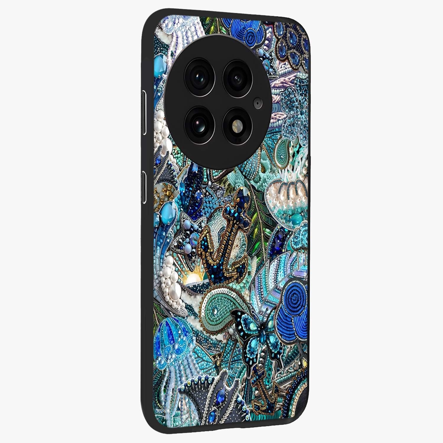 Crystal Ocean Magic Glass Case for 1+13 side perspective highlighting wave textures and smooth premium build