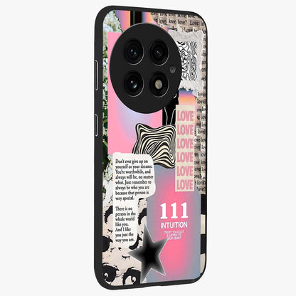 Divine Love Vibes Glass Case for 1+13 side perspective highlighting elegant detailing and smooth build