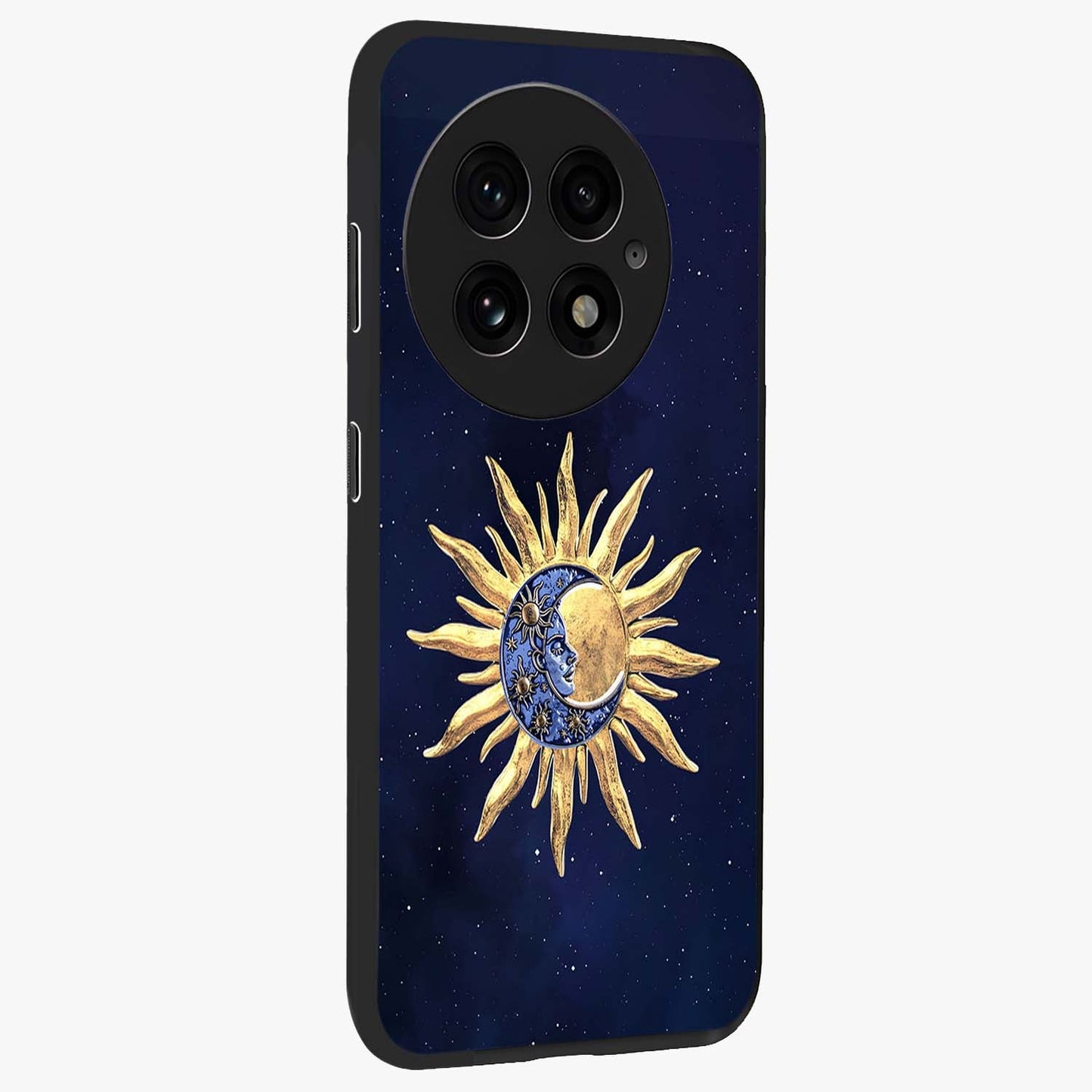 Eternal Cosmic Balance Glass Case for 1+13 side perspective highlighting intricate space detailing and smooth build