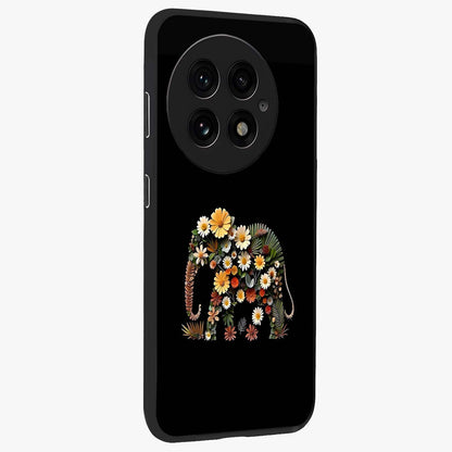 Floral Elephant Glass Case for 1+13 side perspective highlighting intricate artwork and smooth premium build