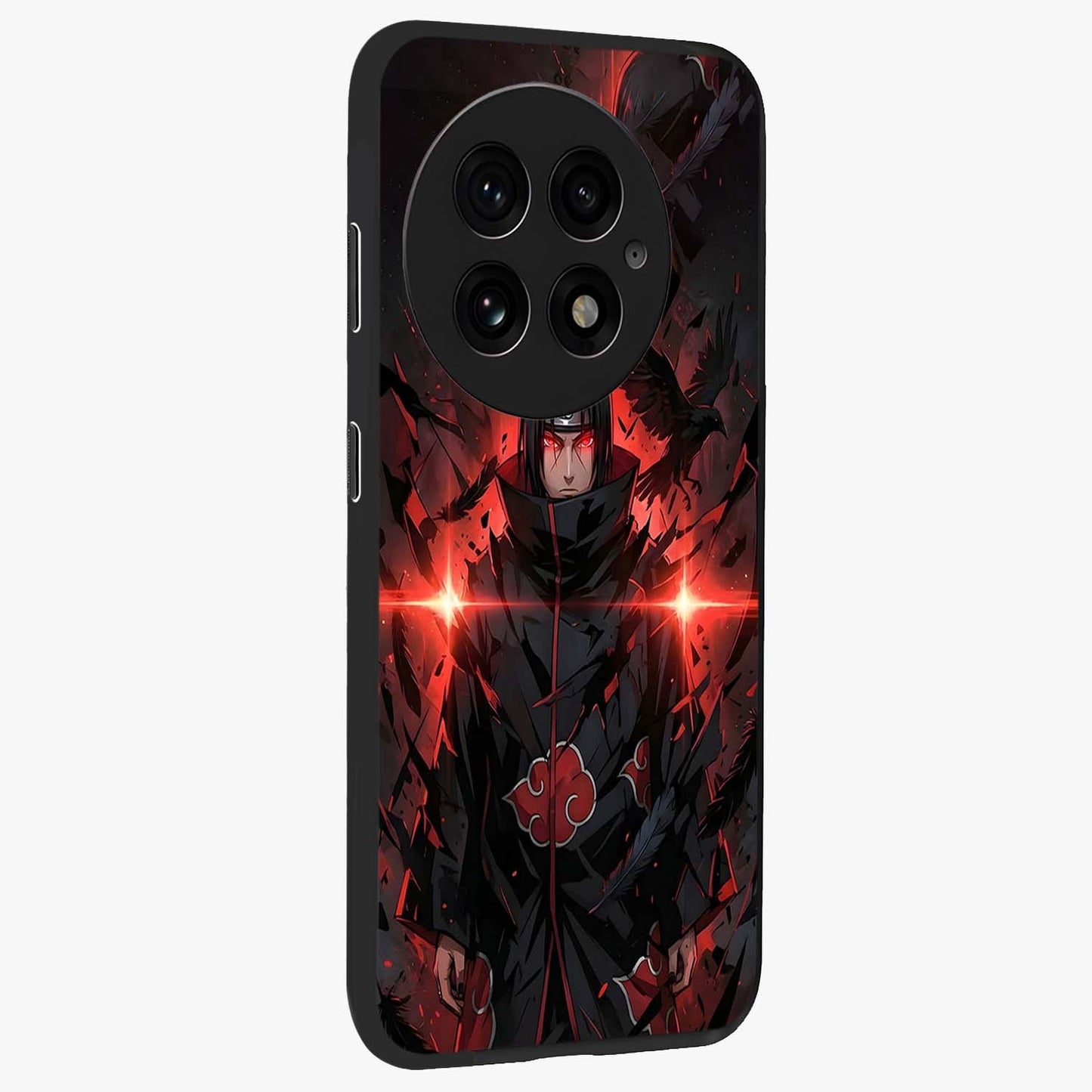 Focused Blade Discipline Glass Case for 1+13 side perspective highlighting sleek weapon inspired textures and premium edges