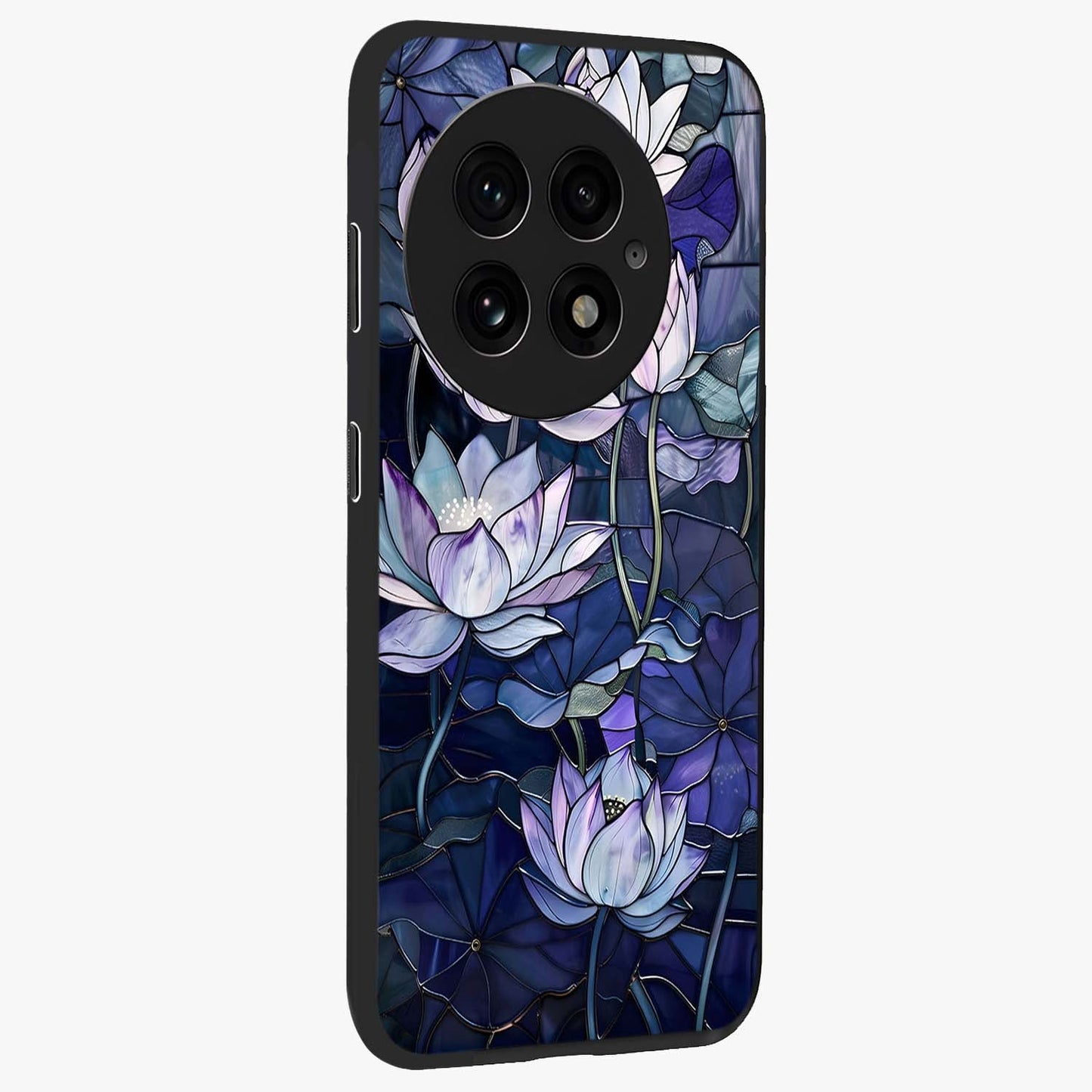 Gloss Petal Rush Glass Case for 1+13 side perspective highlighting smooth edges and rich petal textures