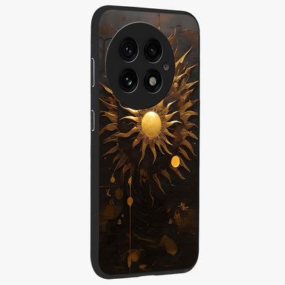 Golden Sun Minimalism Glass Case for 1+13 side perspective highlighting refined minimal detailing and smooth build