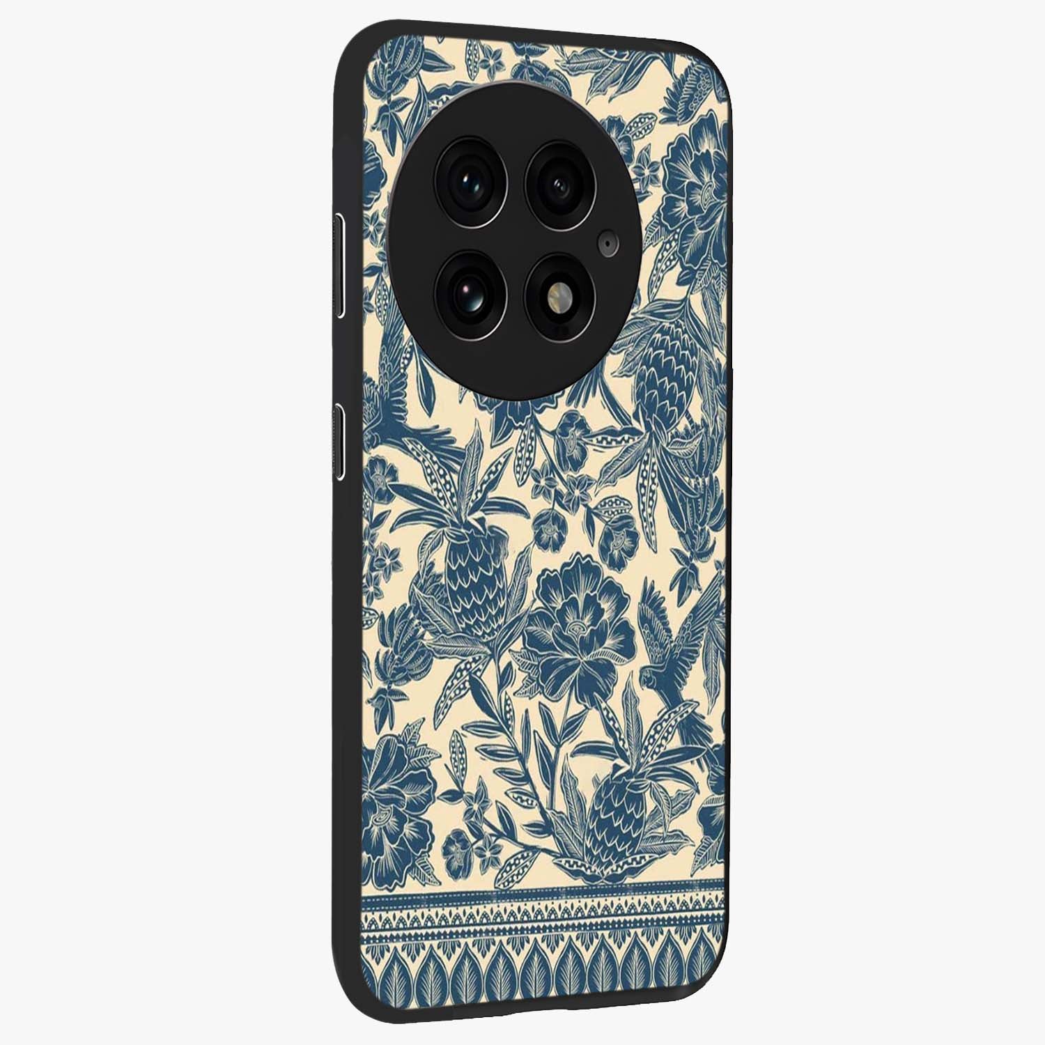 Heirloom Wild Bloom Glass Case for 1+13 side perspective highlighting intricate bloom detailing and premium build