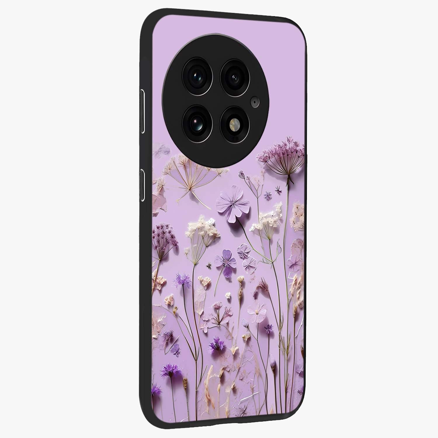 Lavender Blossom Dream Glass Case for 1+13 side perspective highlighting gentle bloom detailing and premium edges