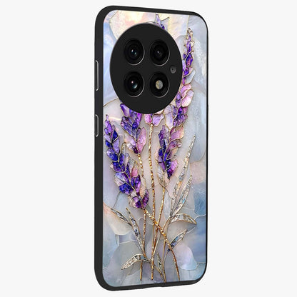 Lavender Dream Glow Glass Case for 1+13 side perspective highlighting vibrant textures and smooth premium build