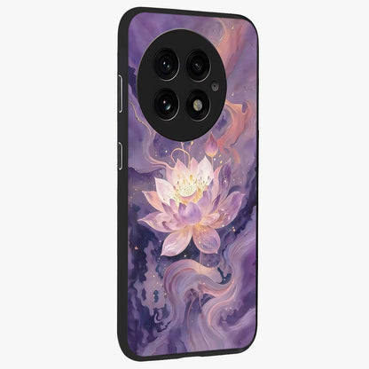 Lavender Lotus Muse Glass Case for 1+13 side perspective highlighting serene lotus textures and premium edges
