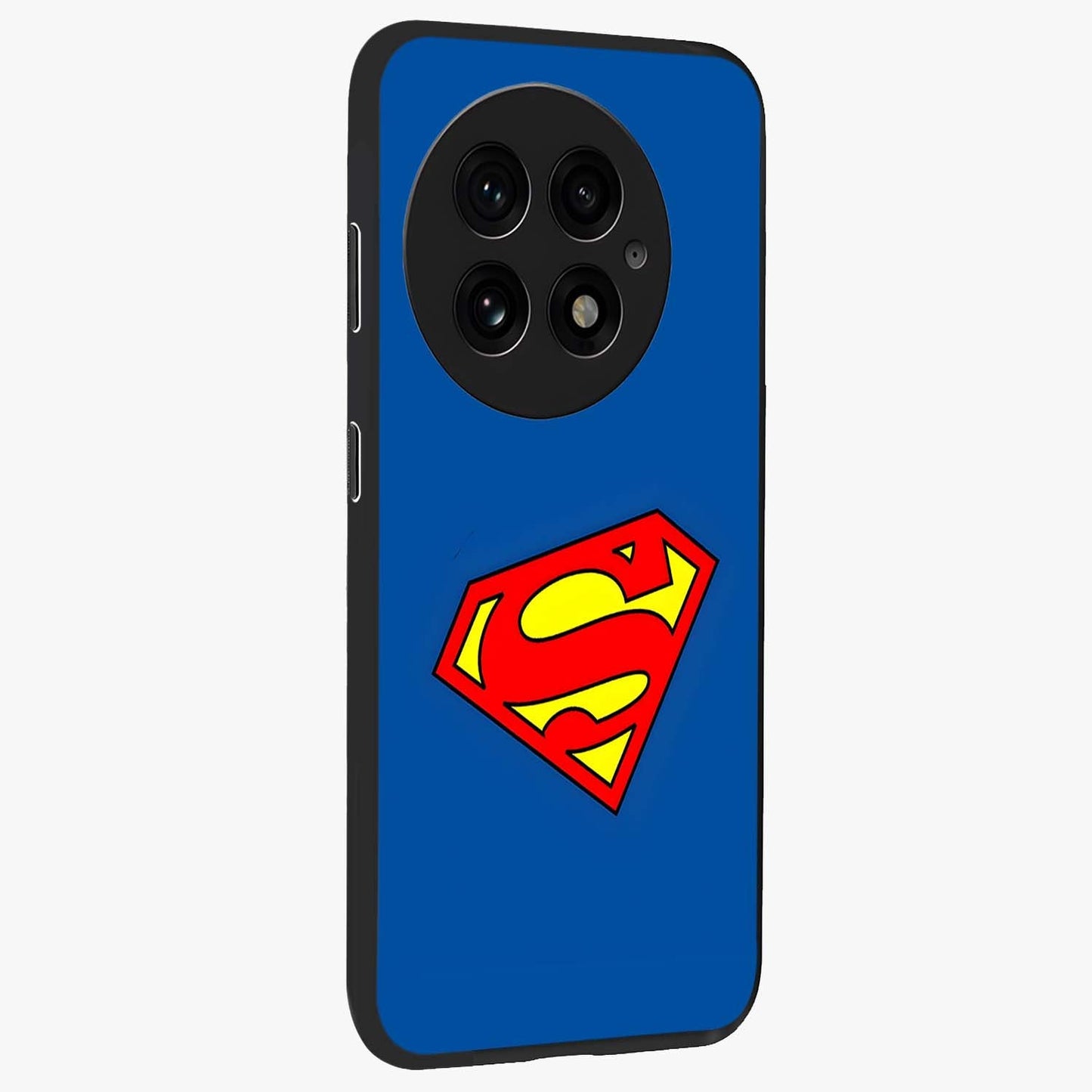 Legendary Hero Emblem Glass Case for 1+13 side perspective highlighting sharp emblem textures and premium edges