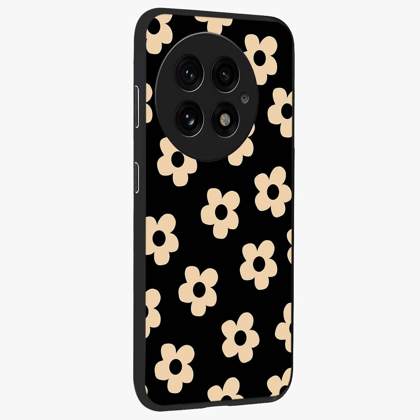 Little Daisy Flower Retro Pattern Glass Case for 1+13 side perspective highlighting playful floral textures and smooth premium edges