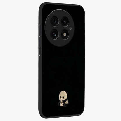 Midnight Panda Love Glass Case for 1+13 side perspective highlighting charming illustration details and premium build