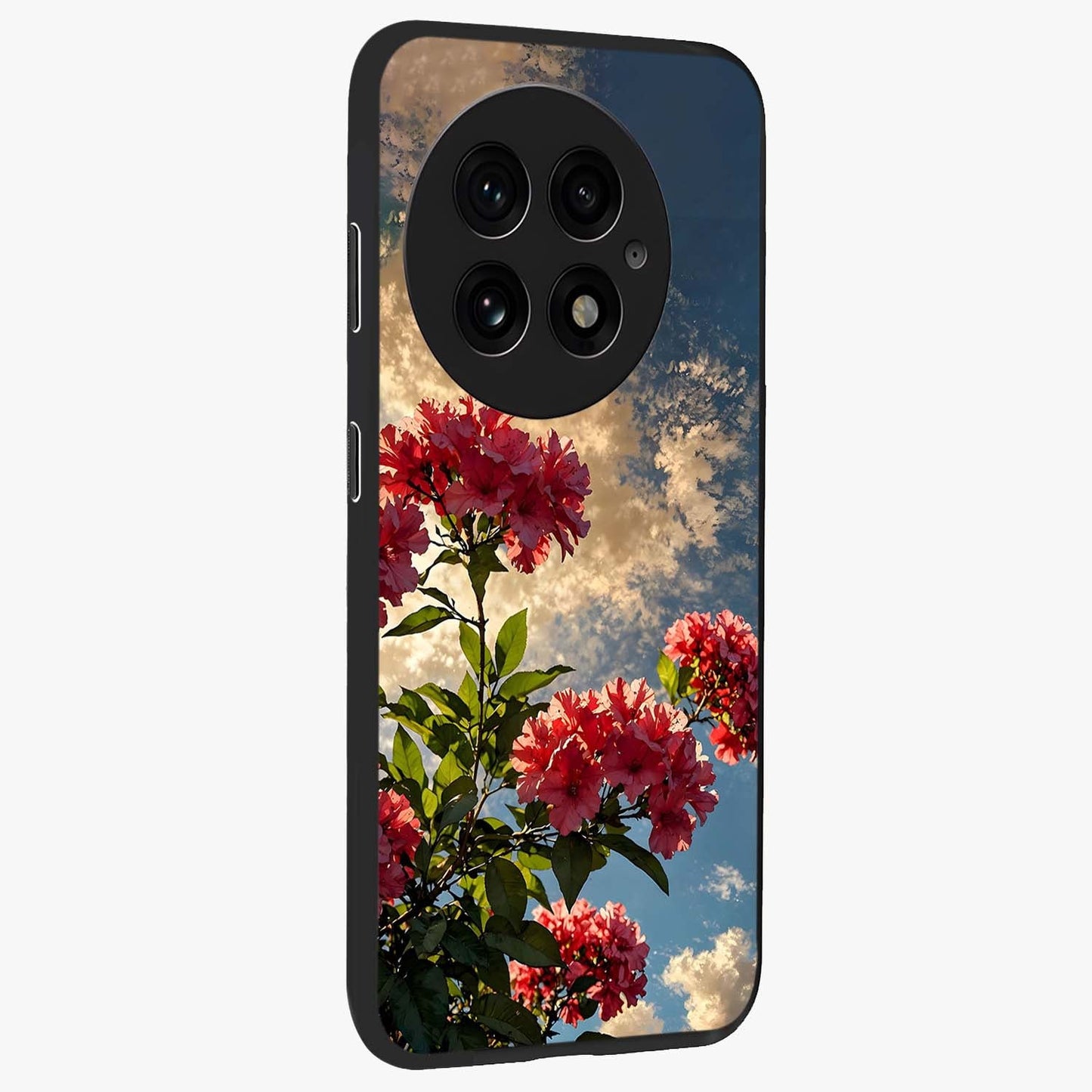 Moonlit Blossom Charm Glass Case for 1+13 side perspective highlighting refined floral textures and premium edges