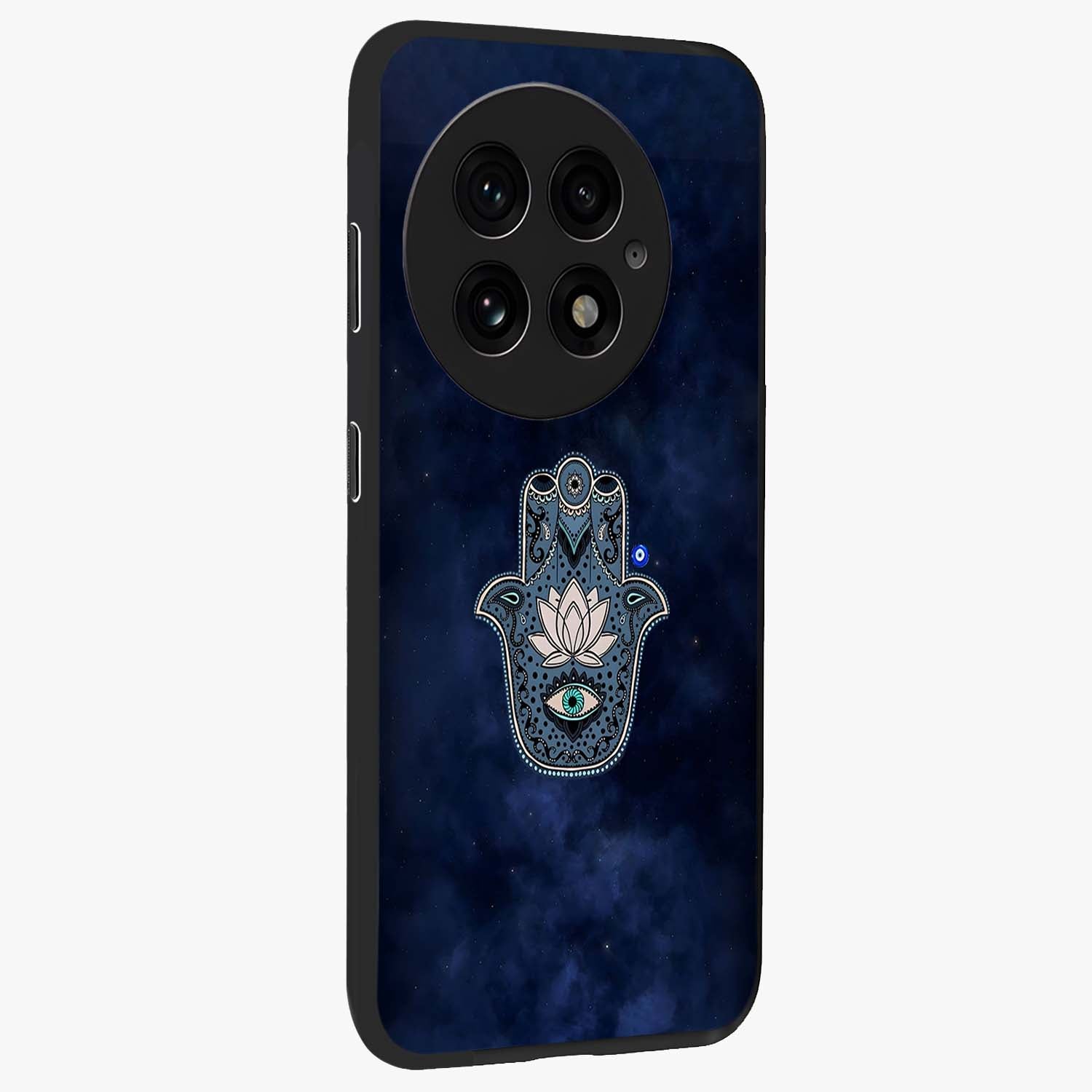 Mystic Calm Shield Glass Case for 1+13 side perspective highlighting refined textures and premium edge finish