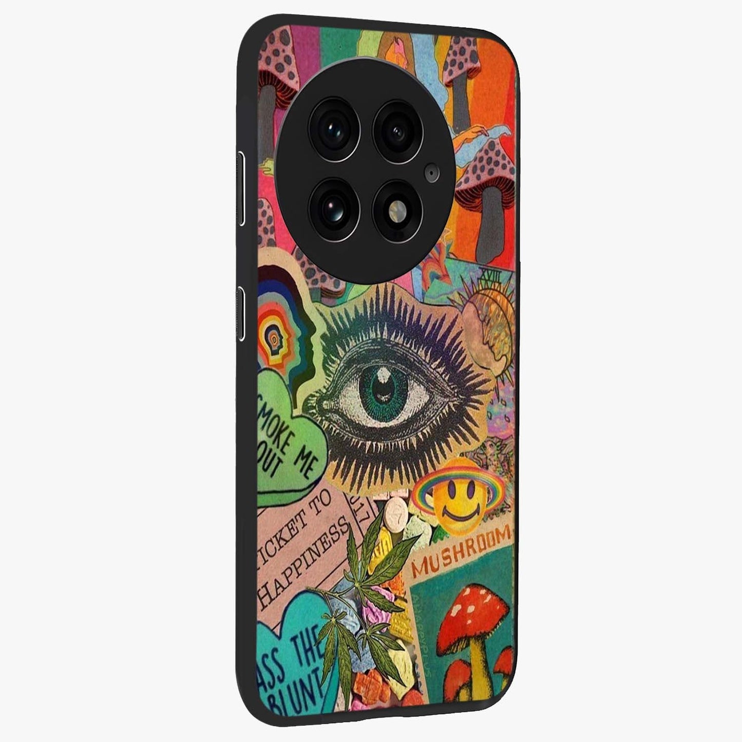 Mystic Eye Wonderland Glass Case for 1+13 side perspective highlighting intricate eye detailing and smooth build