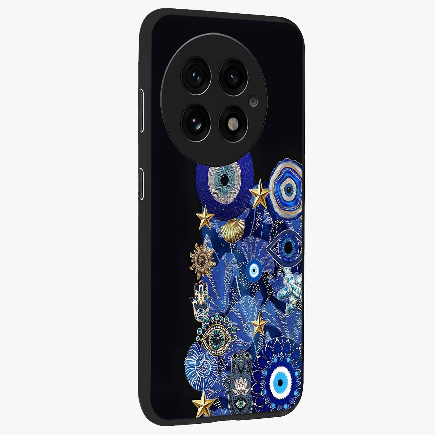 Mystic Ocean Eye Glass Case for 1+13 side perspective highlighting intricate eye textures and sleek edges