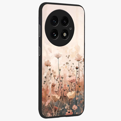 Pastel Wildflowers Glass Case for 1+13 side perspective highlighting vibrant bloom textures and smooth premium build
