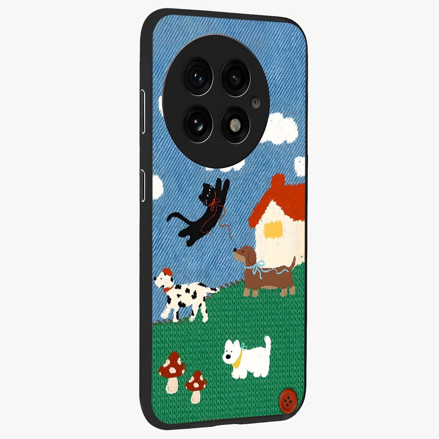 Pet Adventures Glass Case for 1+13 side perspective highlighting charming illustration textures and premium edges