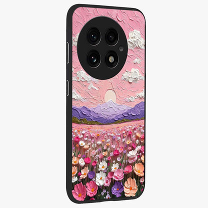 Pink Pastel Groovy Art Glass Case for 1+13 side perspective highlighting funky textures and premium edges