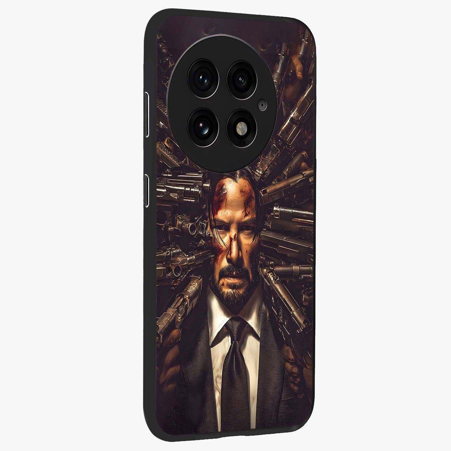 Relentless Shadow Assassin Glass Case for 1+13 side perspective highlighting sharp textures and sleek premium build