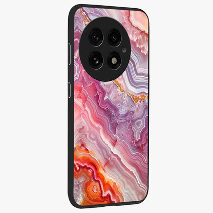 Rose Quartz Marble Glass Case for 1+13 side perspective highlighting refined marble textures and sleek premium build