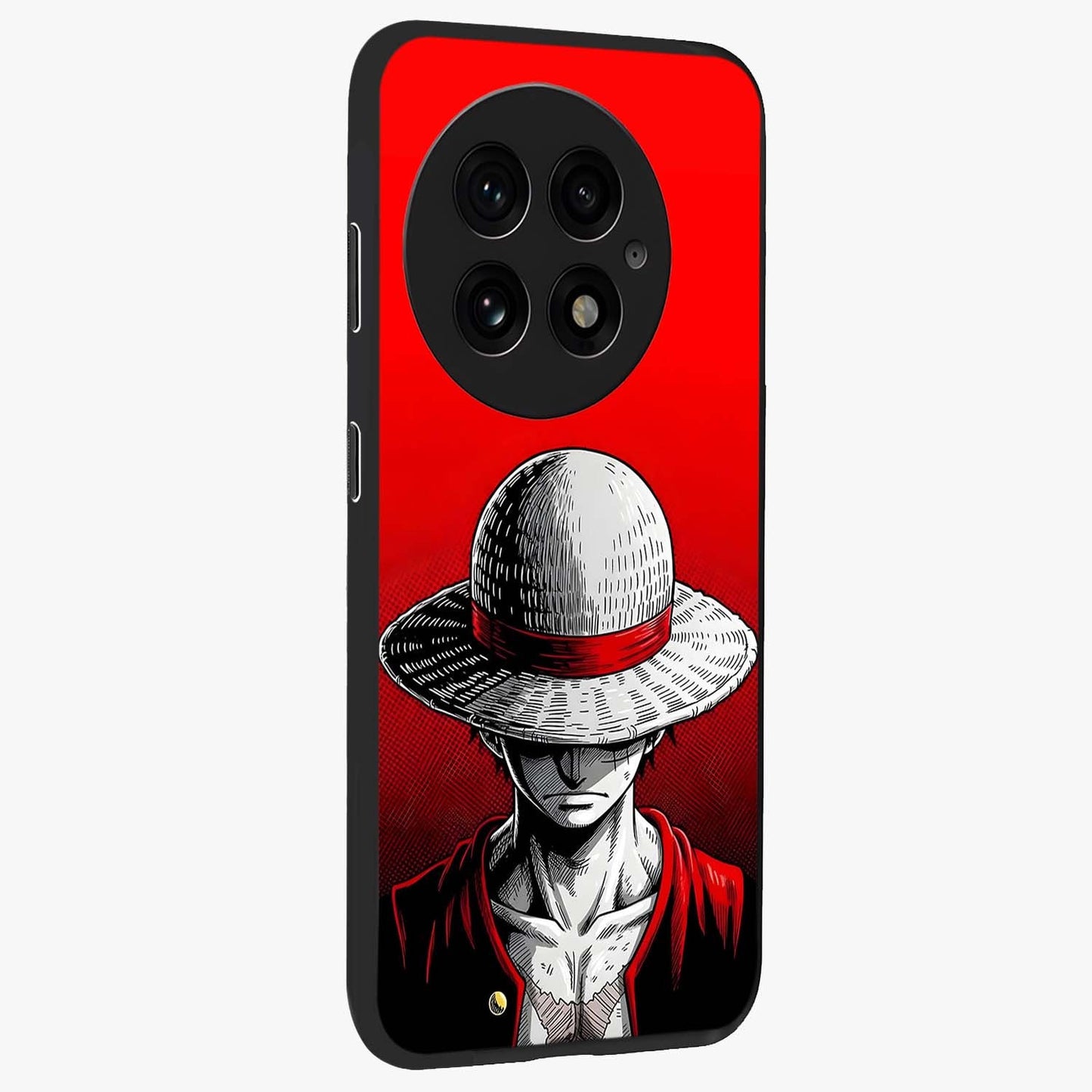 Scarlet Pirate Resolve Glass Case for 1+13 side perspective highlighting strong character detailing and sleek premium build