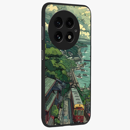 Seaside Train Ride Glass Case for 1+13 side perspective highlighting detailed scenery textures and premium edges
