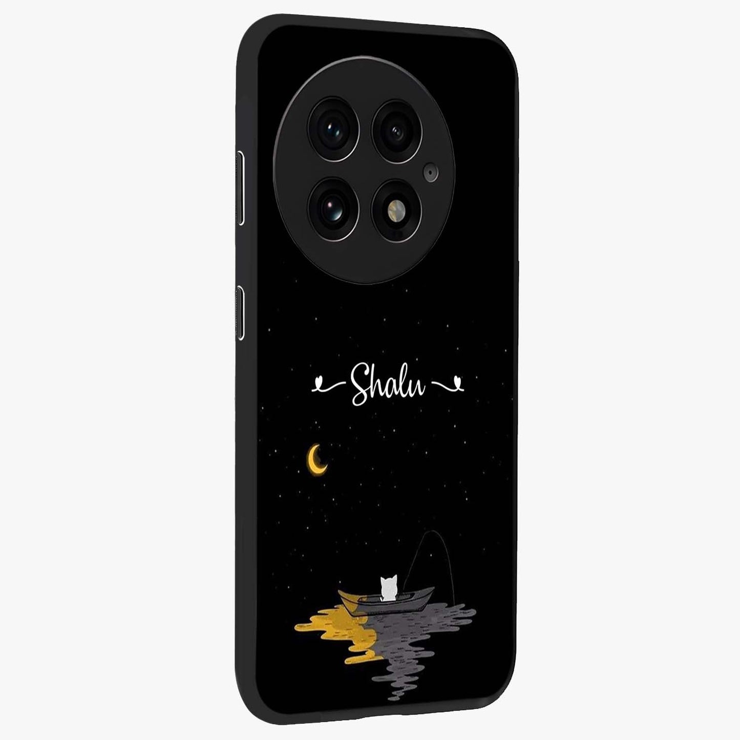 Silent Night Row Glass Case for 1+13 side perspective highlighting moody textures and premium edges