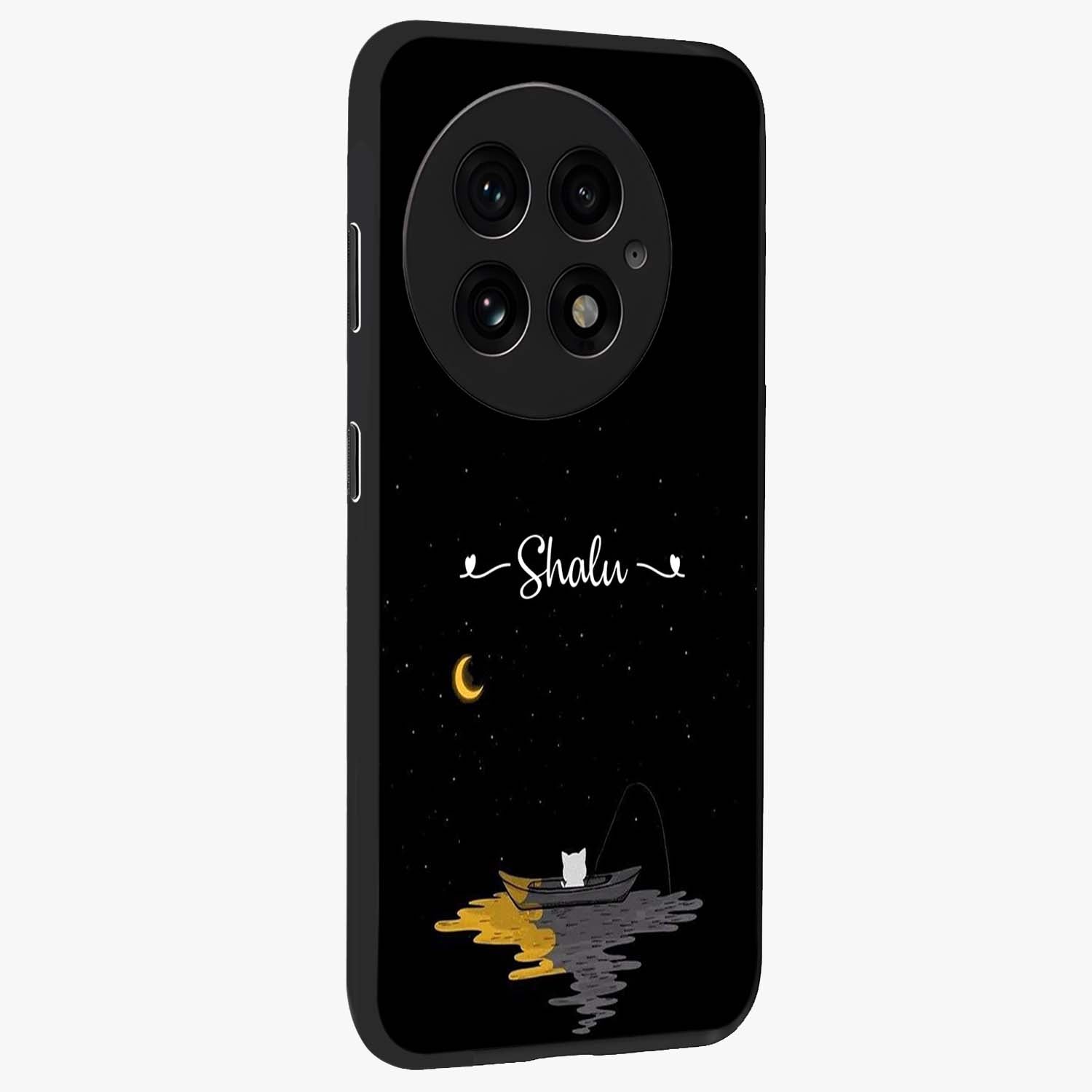 Silent Night Row Glass Case for 1+13 side perspective highlighting moody textures and premium edges