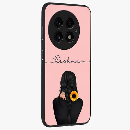 Sun Moon Flowers Glass Case for 1+13 side perspective highlighting delicate bloom textures and sleek premium build