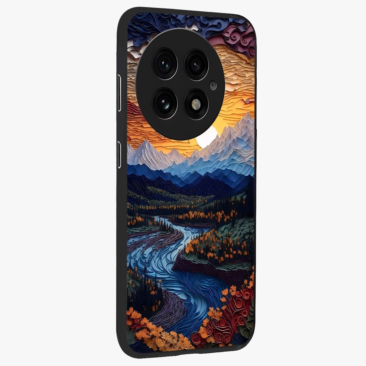 Sunrise River Dreams Glass Case for 1+13 side perspective highlighting serene water textures and smooth build