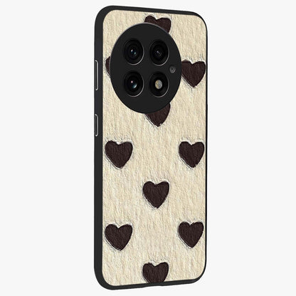 Textured Love Pattern Glass Case for 1+13 side perspective highlighting soft textures and smooth premium build